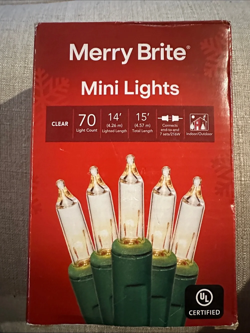 Clear Mini Holiday Lights on Green Wire, 70 Count
